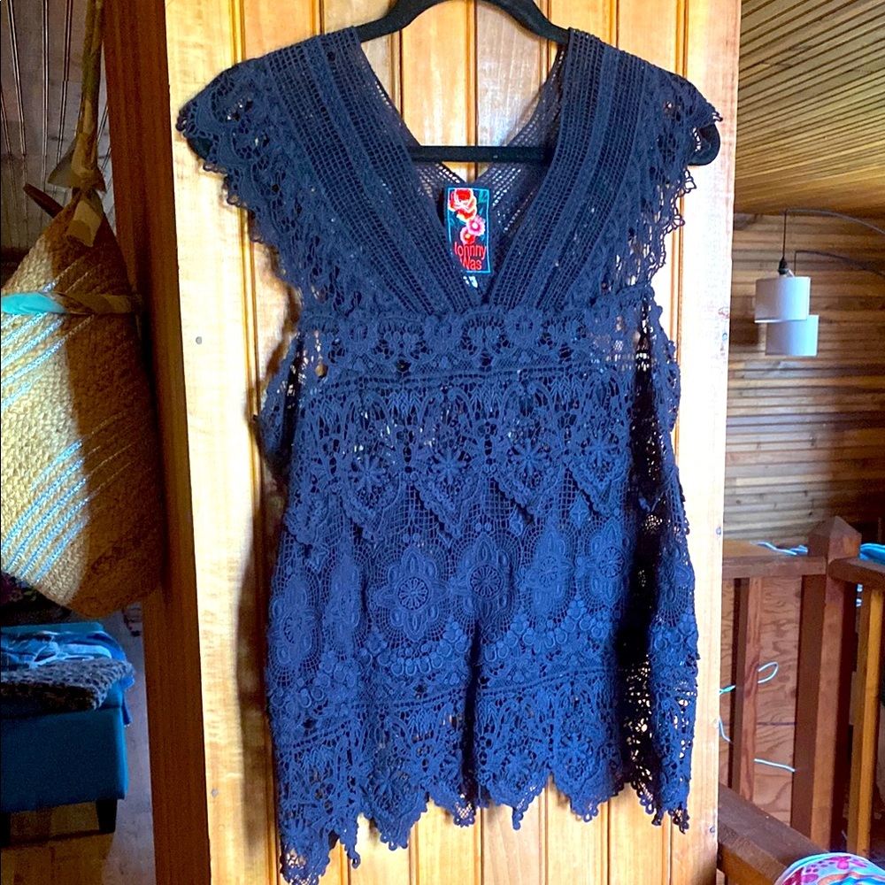 Johnny Was Black Lace Top